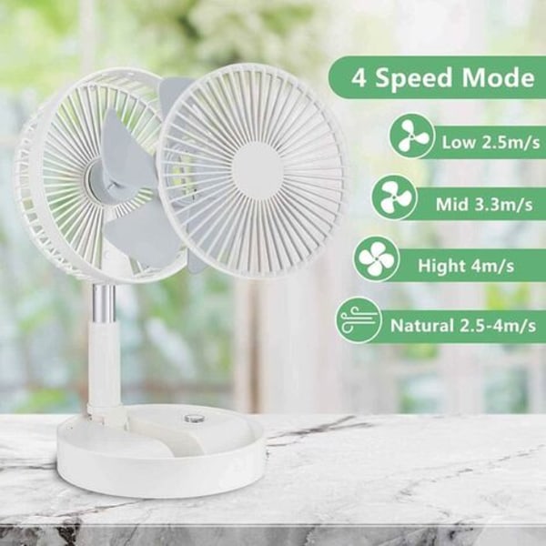 Hiljainen tuuletin kaukosäätimellä, ECO-tila, ladattava 7200 mAh, 4 nopeutta