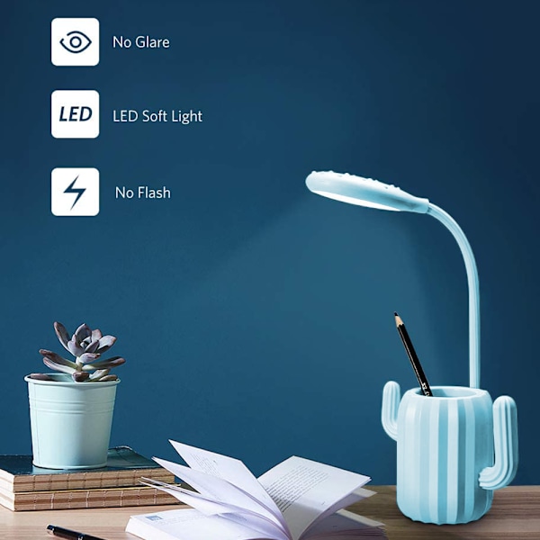 Pöytälamppu, lasten LED-USB-ladattava 3-tasoinen himmennettävä yöpöytälamppu
