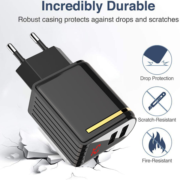 Dual Port Digital Display Lader Kreativ Universell USB Lading