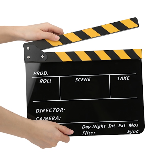 Akryyli 30x25cm Clapperboard Ohjaaja Elokuva Clapperit Elokuva- ja Televisiokuvaus RekvisiittaKeltainen raidallinen taulu(PAV1YBE)