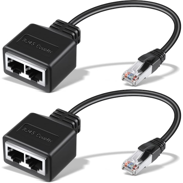 RJ45 Ethernet-kabel 2 st Nätverksadapter Ethernet-splitter Ethernet-förlängningsadapter Dubbel nätverkssplitter Lämplig Cat5 Cat5e