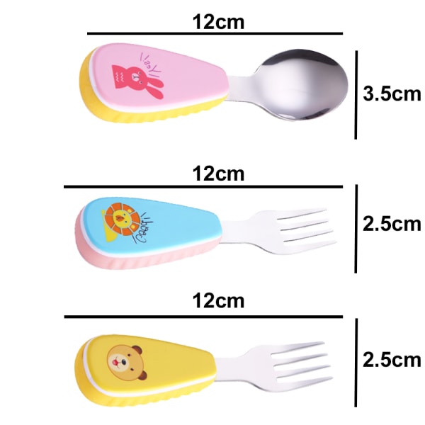 Silikonehåndtag, Babyskeer + Gafler | Rustfrit Stålbestik