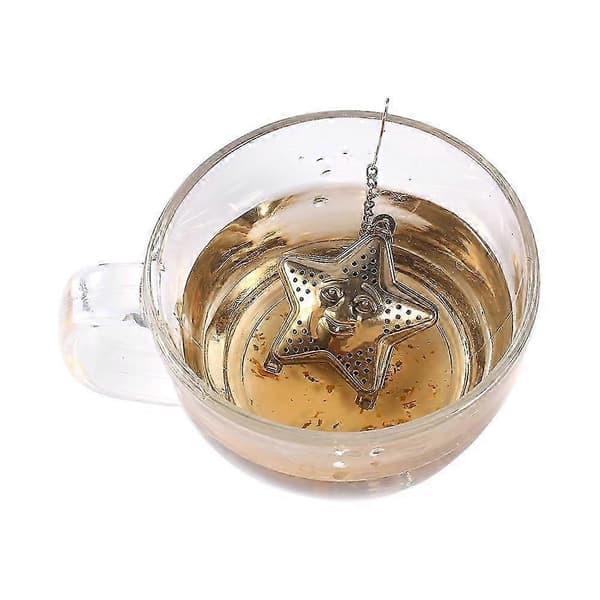 Sød te-infuser i rustfrit stål, bladsi, filterdiffuser, urtekrydderi, stjernekæde 26s