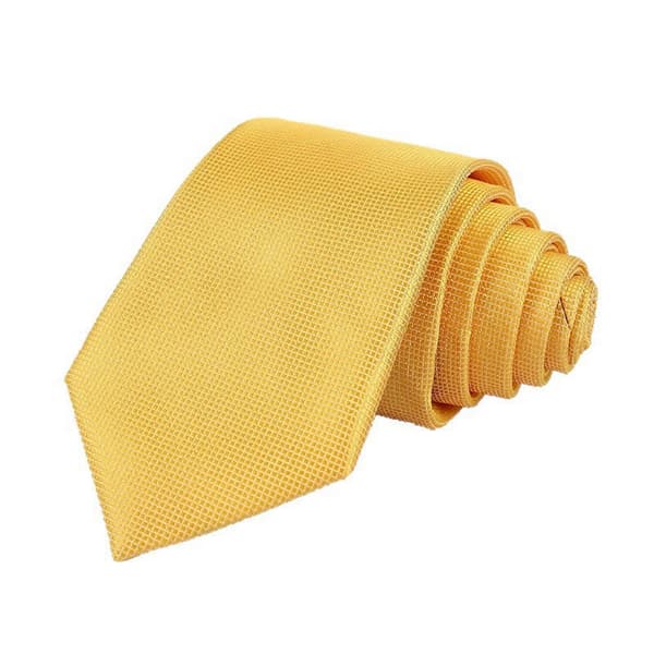 Smal rutig texturerad herrslips i polyester, skrynkelresistent, lättskött, lätt design, gul[TT] Yellow