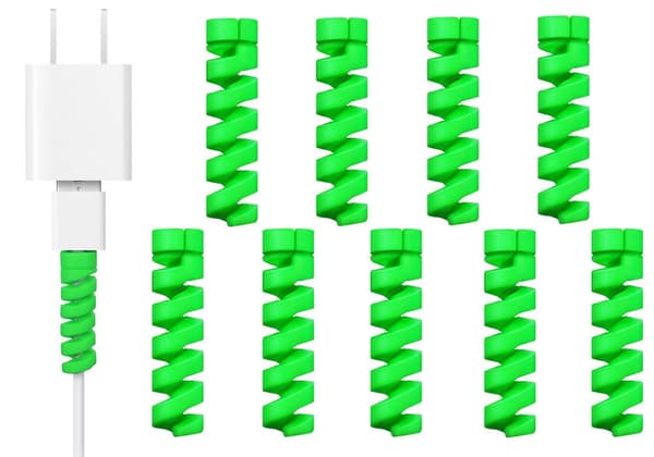 10-pak Spiral Kabelbeskyttere - Oplader Sort