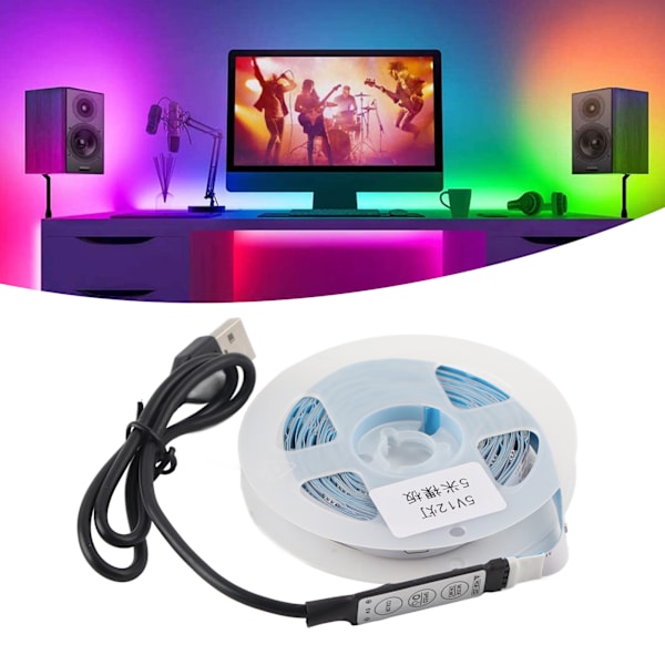 LED RGB Stripe Lys 5V Knappkontroll Tape Lys Fargeendring USB Drevet Stripe Lys For Soverom 5m / 16.4ft