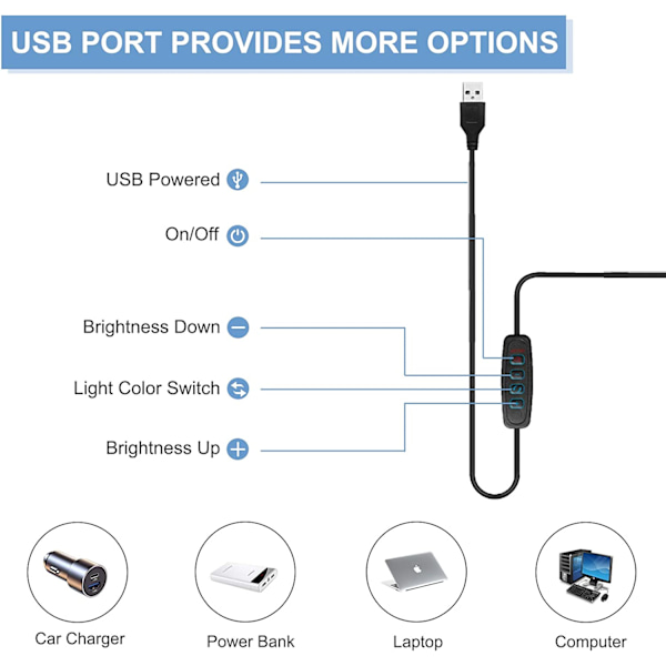 LED-skrivebordslampe med klemme, svingbar skrivebordslampe, justerbart skrivebord