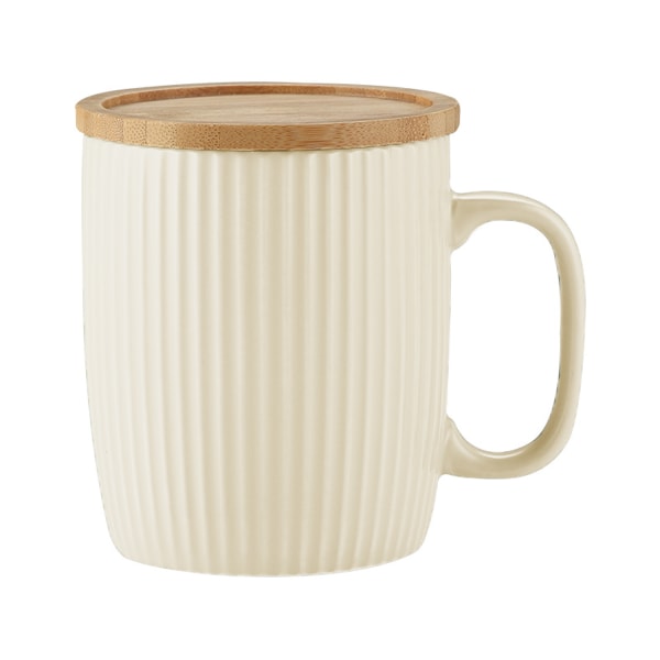 400 ml:n keraaminen muki pystysuorilla raidoilla on raikas ja yksinkertainen. Aamiaiskuppi pystysuorilla raidoilla ja kannella. Toimistokahvikuppi ja vesikuppi.