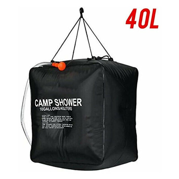 Solar shower bag 40 liters camping, temperature 45 °C hiking, climbing