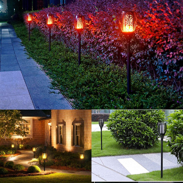 kefflum 4x Solar Flammenlicht Solar Gartenleuchten 96 Led