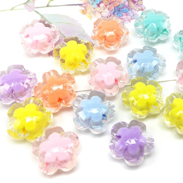 50 st Akrylpärlor Medium Pärlor Blommor 4 färger DIY-pärlor