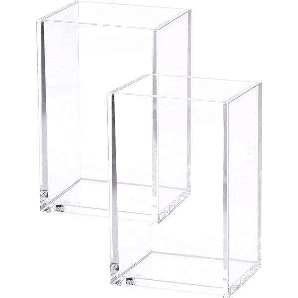 2-pack transparenta akrylpenna och pennhållare, sminkborsthållare