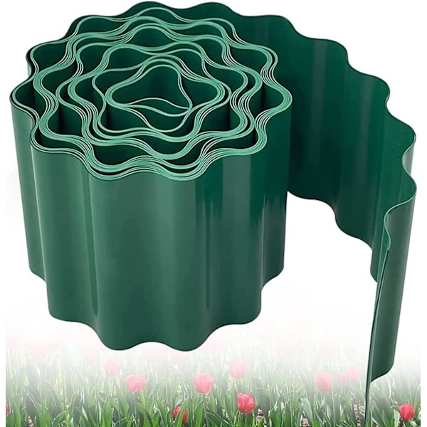 Plastikhavekant, 9m x 15cm Fleksibel Plænekant Hegn til