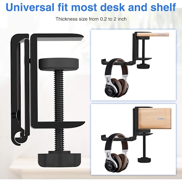 Headset-holder under skrivebordet - Hodetelefonkrok - Foldbar gaming-headset