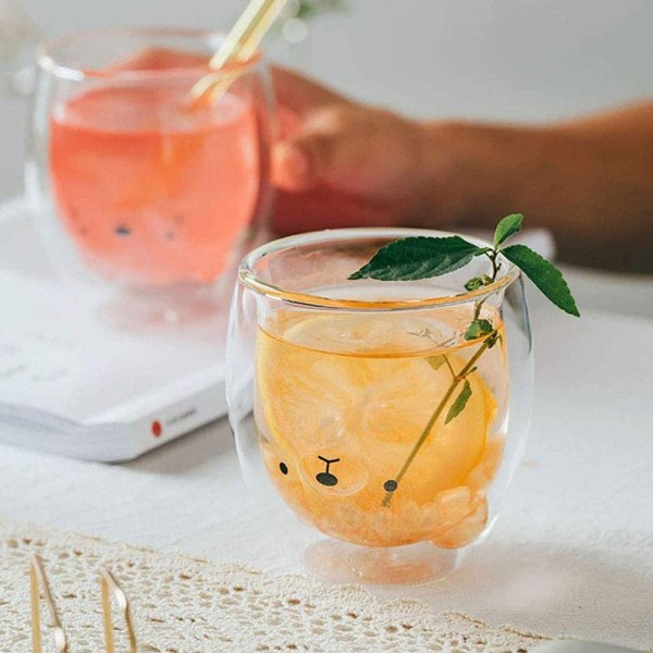 Hwagui - Sød kop Dobbelt væg glas krus, glas espresso kop,