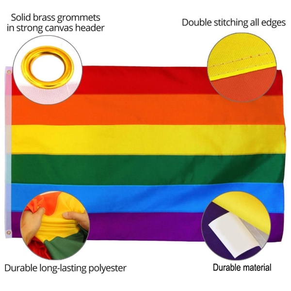 Rainbow Pride Flag 3x5 fot utomhus-HBTQ-flaggor Pride-flagga sydd
