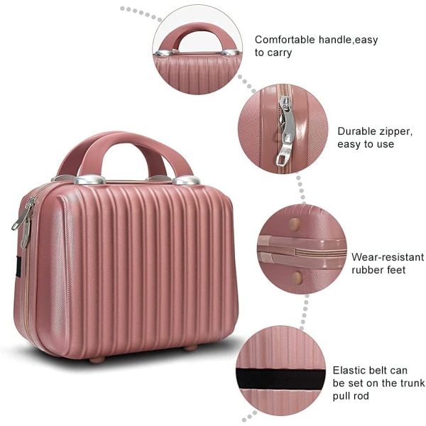Stor sminkeveske med glidelås - Rose Gold 14 tommer