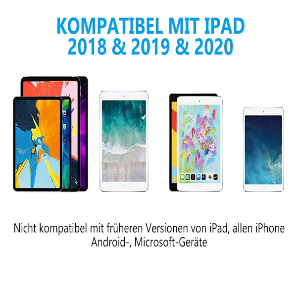 Stylus-penna för iPad, högprecisionspenna för handflatan som är kompatibel med iPad Pro (11"/12,9"), iPad 6:e/7:e/8:e generationen, iPad Air 3:e och 4:e generationen, iPad Mini