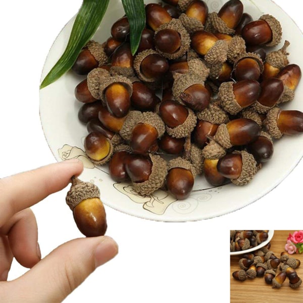 100 STK Fake Nutty Artificial Acorn Model Craft Material for Aut