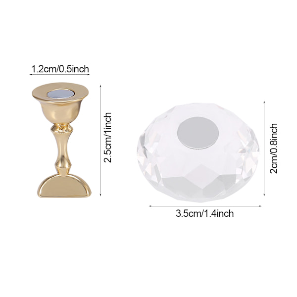 Magnetisk nagelspetsövningsställ baslegeringhållare nagelkonstdisplayställ vit diamantkristall