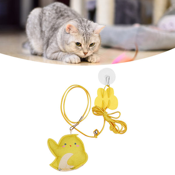 Dörr katt leksak utdragbar utbytbar filt hänge elastiskt rep interaktiv dörröppning kattunge leksak kyckling