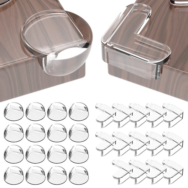 Baby Corner Protectors -pakkaus, jossa 12 silikonireunansuojaa, vauvan itseliimautuvat reunansuojat, 2 muotoa, läpinäkyvät pöydän reunansuojat erilaisiin