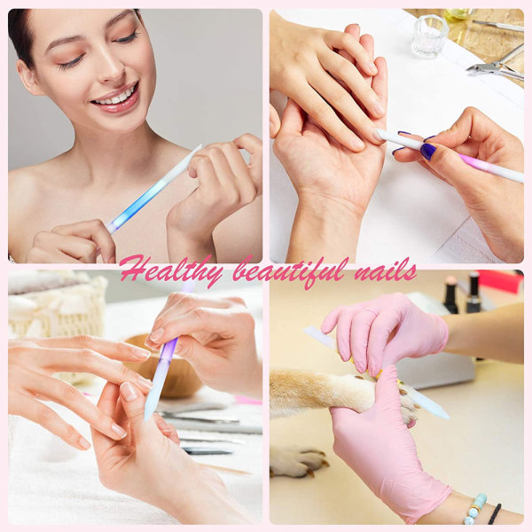 Stykker Glas Neglebåndsskubber Neglebåndspind Sæt Dobbeltsidet Neglefil Manicure Filing Neglebåndsfjerner