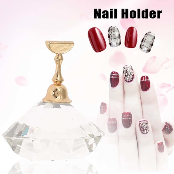 Magnetisk negletip øvelsesstand base krystal legering holder neglekunst display stand hvid