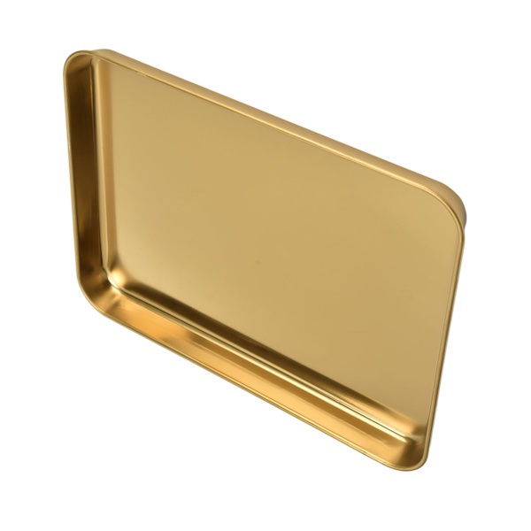 Rustfritt stål rektangulært brett flat bunnplate restaurant hjem Golden flat bunnplate