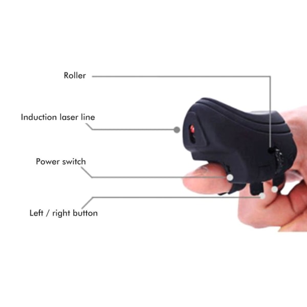 Bluetooth trådløs fingermus Mini USB-mus Oppladbar lommeringmus for PC Bærbar PC-nettbrett