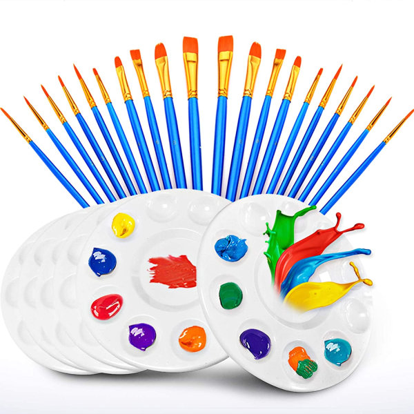 Målarbricka-paletter, plastfärgpallar för barn eller studenter 20+6