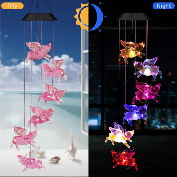 Solar Wind Chimes, LED Solar Powered Wind Chimes Lamp Color Chan