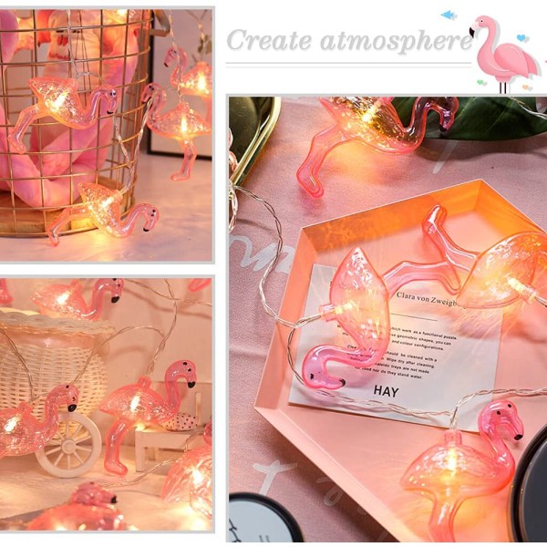 Rosa Flamingo String Lights, 6,5 Ft String Lights med 20 LED Ba