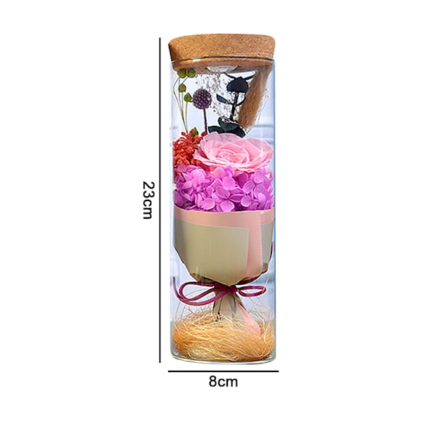 Äkta evig blomma önskeflaska lampa med fjärrkontroll LED