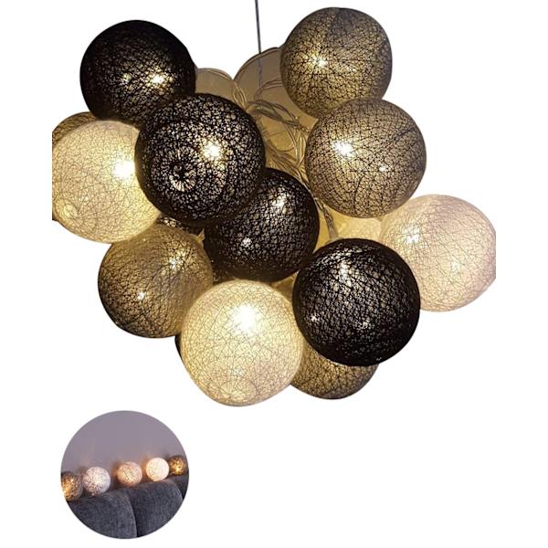 Bomuldsbold Lyskæde - 3,8M 20 LED Kugle Lyskæder med S