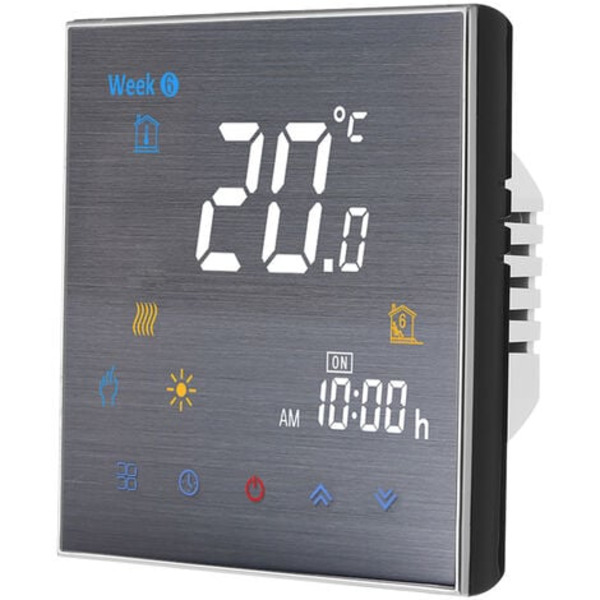 Termostat til elektrisk gulvvarme, anvendelig område 16A AC 95-240V sort (med 1 ekstern sensor på 2,5 m) WiFi smart