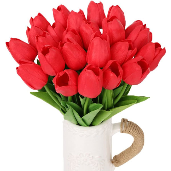 24-pack konstgjorda tulpaner lila äkta touch tulpaner blommor tulpaner