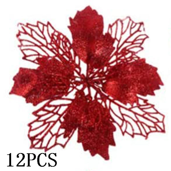 Toyvian 12 stk. Juletræspynt Glitter Poinsettia