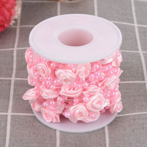 Perlekrans, Perlesnor, Perlekrans Snor, 30M/Rulle Rosa Kunstig Perletrådsperler Krans Krans DIY Hjemmedekoration (Pink)