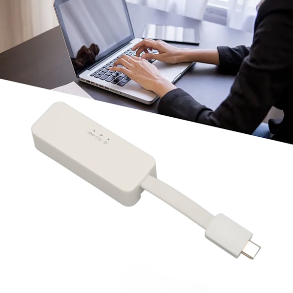 USB til RJ45-adapter 2500M Plug and Play Bærbar Bredt Kompatibel USB til Ethernet-adapter til bærbar computer Tablet Type C Hvid