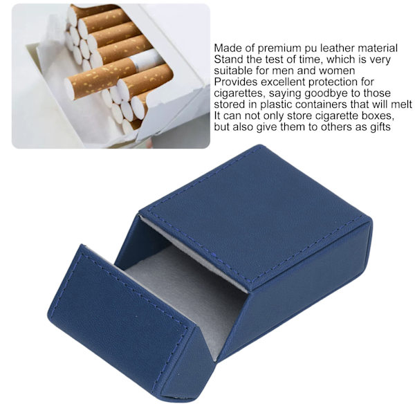 Cigarettbox i PU-läder, förvaringsfodral för 20 cigaretter, rese- och hem, blå
