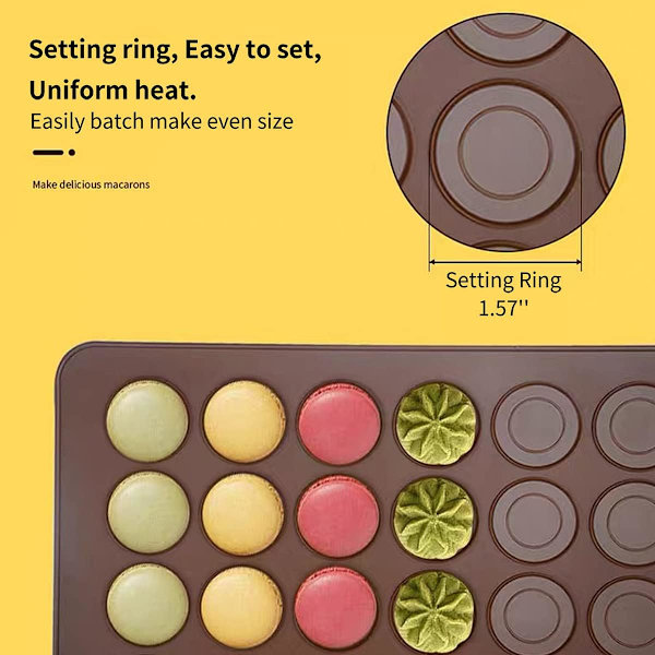 Bakmattor av silikon macaron, 2 st non-stick silikon bakmattor, matsäker bakmatta, perfekt för macaron, kakor, bröd, bakverk, efterrätt (2 st