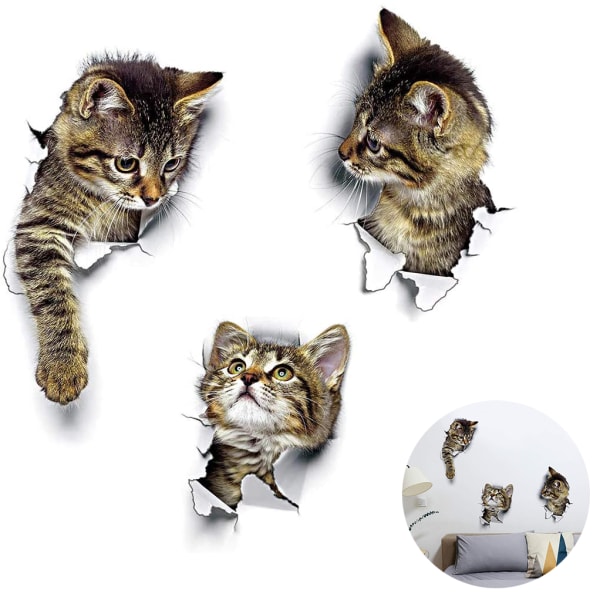 Wandsticker Wandaufkleber 3D Katzen Wandtattoo Kombination
