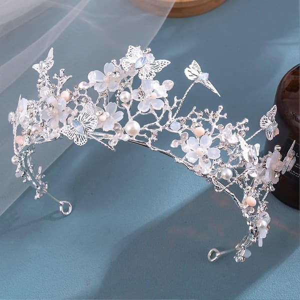 Full glitrende rhinestones setting bryllupskrone sklisikker slitesterk damehodeplagg for brud brudepike prinsesse[TT] Silver