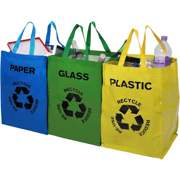 Premier Housewares återvinningspåsar av plast, papper och glas -