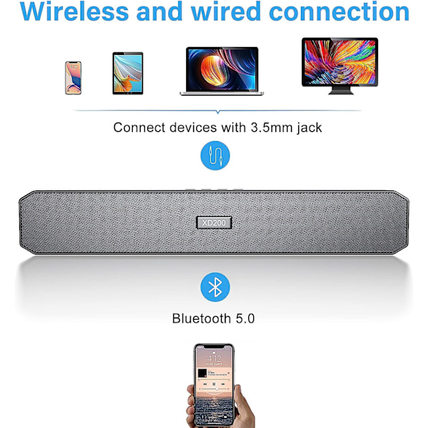 ViViness Computer-højttalere til skrivebord med Bluetooth 5.0