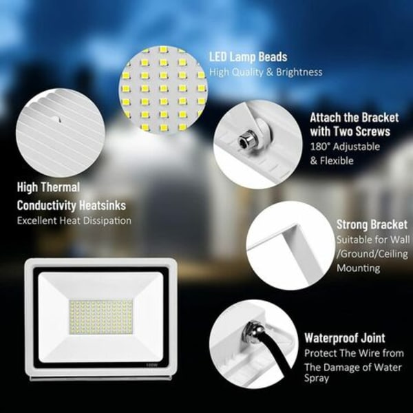 50W Udendørs LED Flomlys, IP66 Vandtæt Udendørs LED