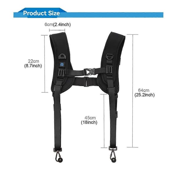 DSLR Camera Dual Shoulder Strap Harness with Quick Release, Soft Padded Relief Foam Adjustable