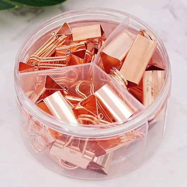 Rose Gold Binder Clips Paper Clamps, Assorted Sizes Set (Small,