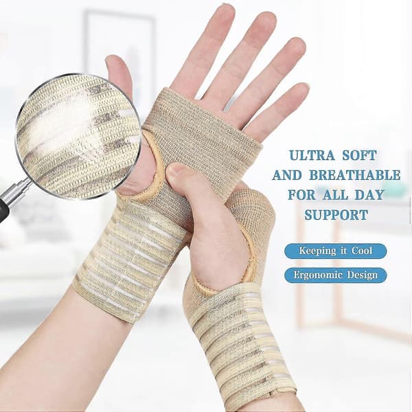 Handledsstöd, 2-pack elastiskt handledsstöd med rem, justerbar handledskompression lindrar handledssmärta, tendinit Skin